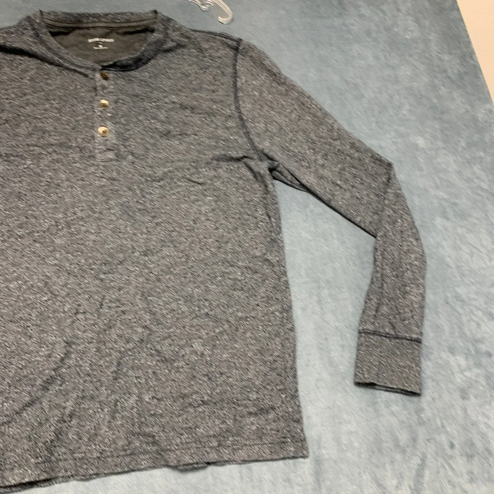 Banana Republic Henley Shirt Mens Medium Heather Gray Long Sleeve Casual Wear